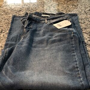 Womens Classic Blue Denim Jeans - Casual wide leg